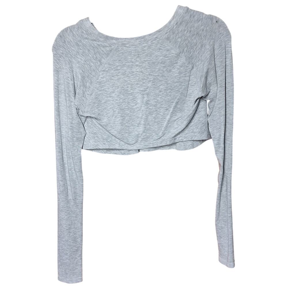 Free people movement Too good long sleeve cropped v neck tee gray athletic - Picture 2 of 5